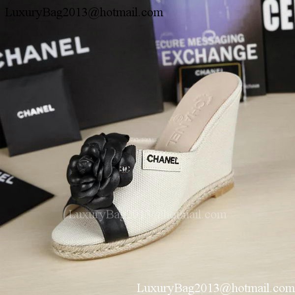 Chanel 90mm Leather Wedge CH1772 OffWhite