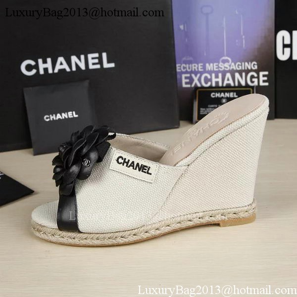 Chanel 90mm Leather Wedge CH1772 OffWhite