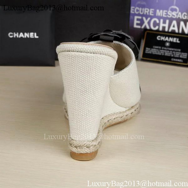 Chanel 90mm Leather Wedge CH1772 OffWhite