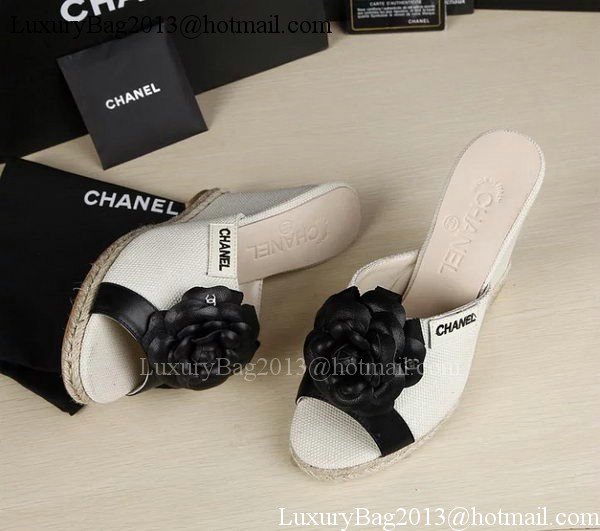 Chanel 90mm Leather Wedge CH1772 OffWhite