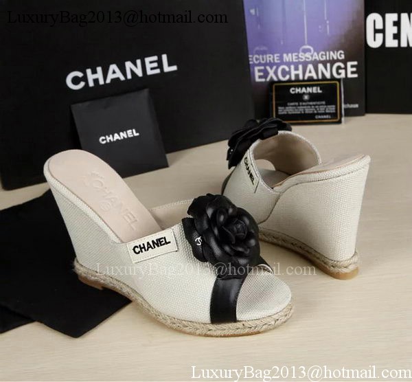 Chanel 90mm Leather Wedge CH1772 OffWhite