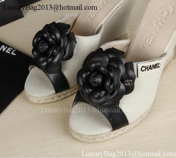 Chanel 90mm Leather Wedge CH1772 OffWhite