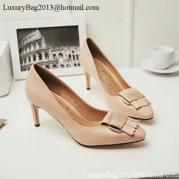 Ferragamo 70mm Pump Leather FL891 Apricot