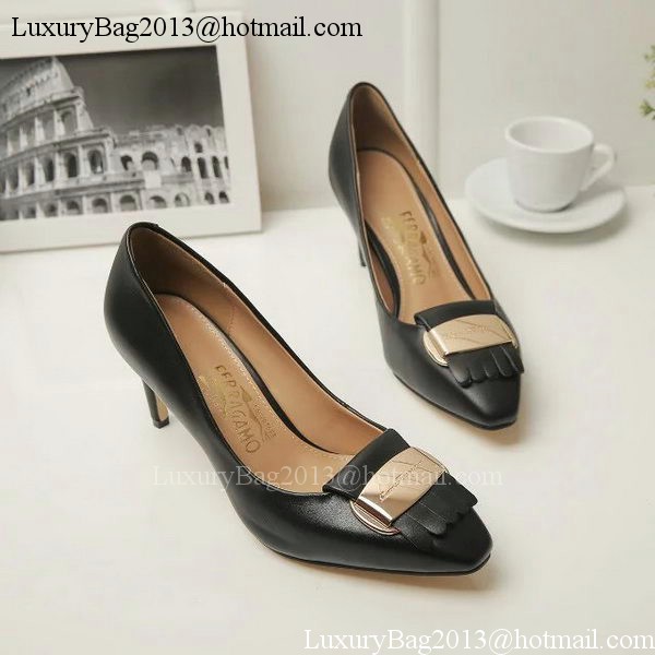 Ferragamo 70mm Pump Leather FL891 Black