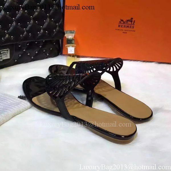 Hermes Flip-Flop Leather HO708 Black