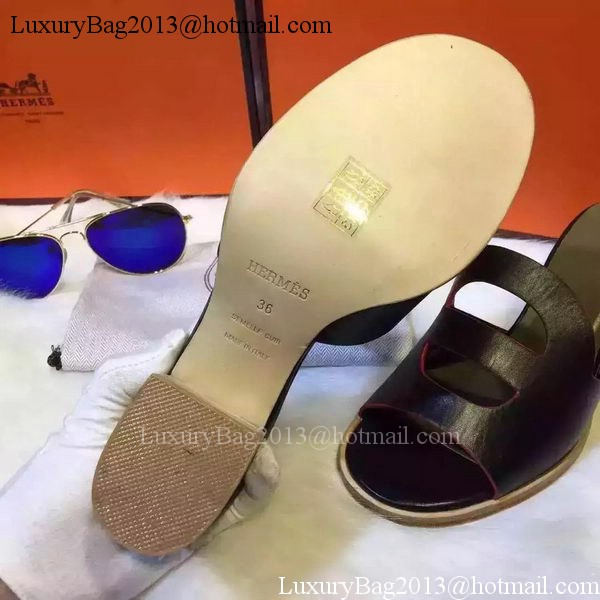 Hermes Slippers Leather HO710 Black