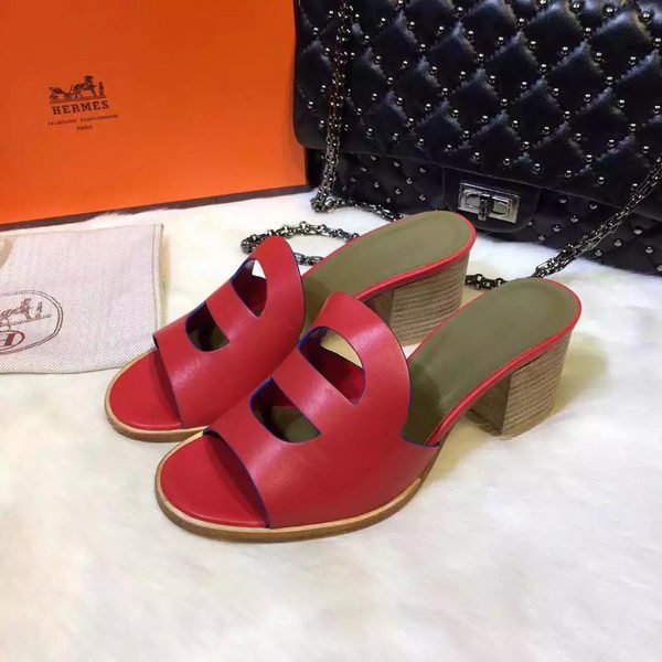 Hermes Slippers Leather HO710 Red