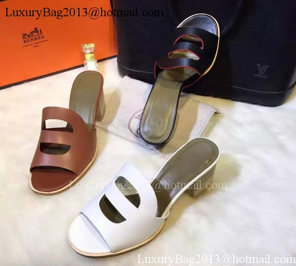 Hermes Slippers Leather HO710 White