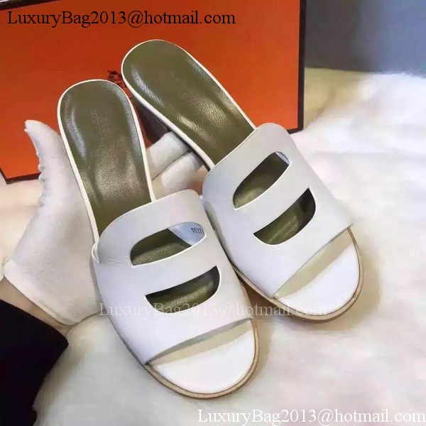 Hermes Slippers Leather HO710 White