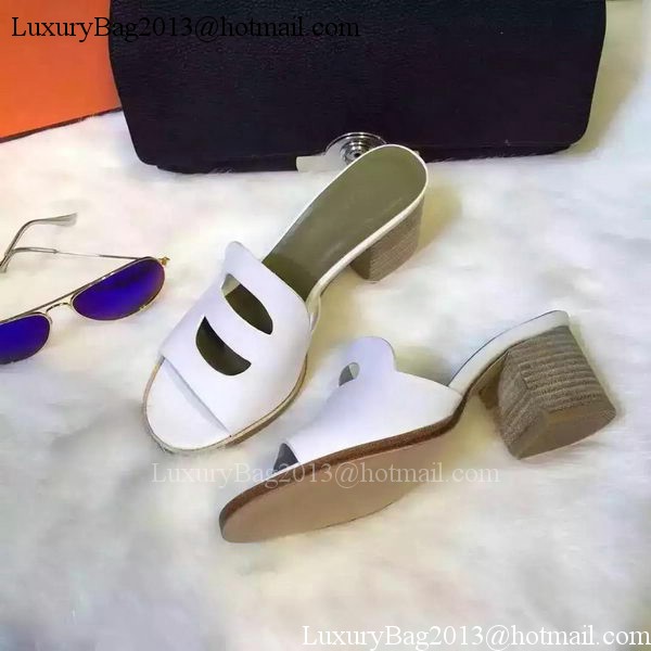 Hermes Slippers Leather HO710 White