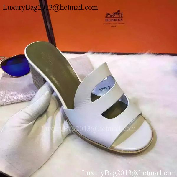 Hermes Slippers Leather HO710 White