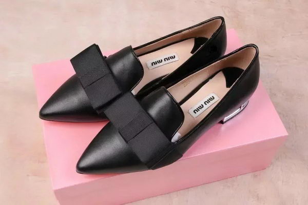 miu miu Leather Flat MM442 Black