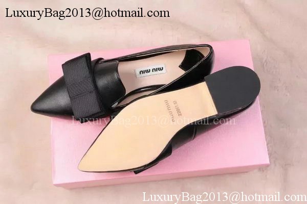 miu miu Leather Flat MM442 Black