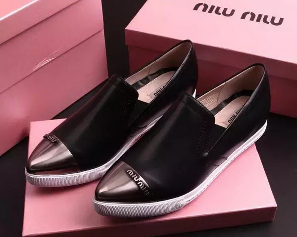 miu miu Leather Flat MM443 Black