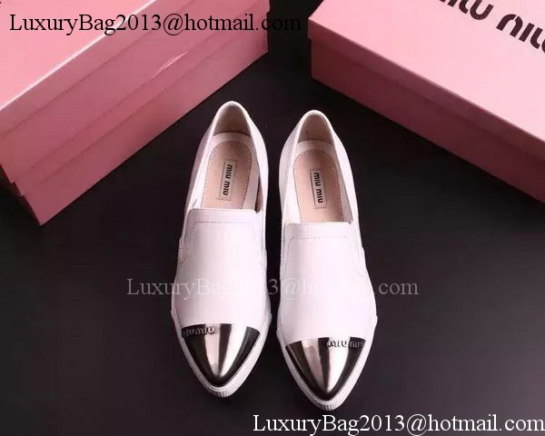 miu miu Leather Flat MM443 White