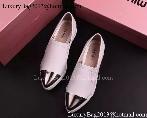 miu miu Leather Flat MM443 White