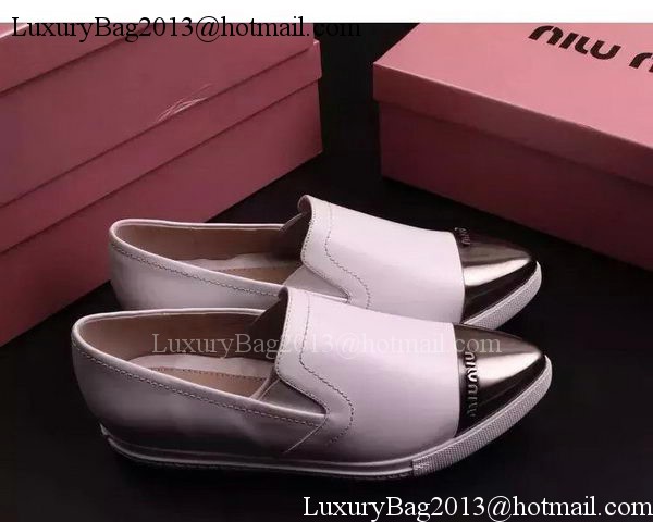 miu miu Leather Flat MM443 White