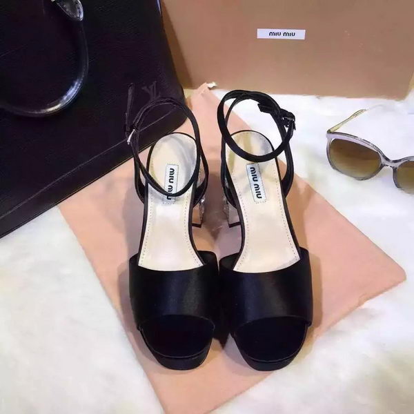 miu miu Leather Sandal MM448 Black