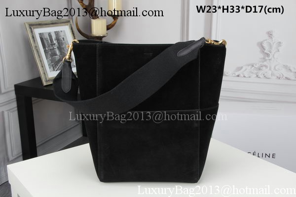 CELINE Sangle Seau Bag in Original Suede Leather C3360 Black