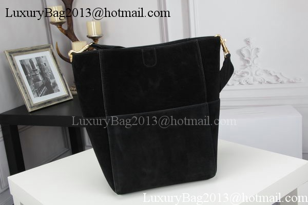 CELINE Sangle Seau Bag in Original Suede Leather C3360 Black