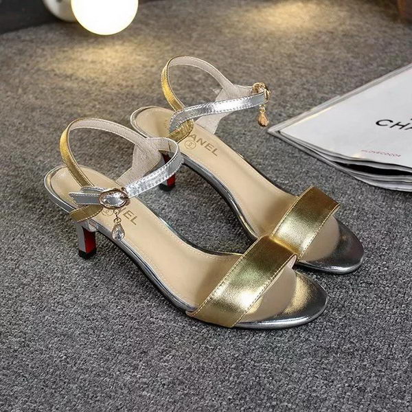 Chanel Leather 60mm Sandal CH1801 Gold