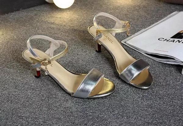 Chanel Leather 60mm Sandal CH1801 Silver