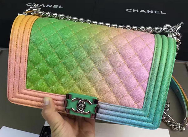 Boy Chanel Flap Shoulder Bag Pearl Caviar Leather A67086 Multicolour