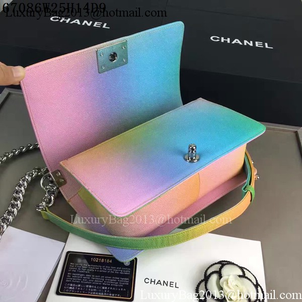 Boy Chanel Flap Shoulder Bag Pearl Caviar Leather A67086 Multicolour