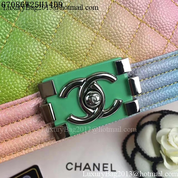 Boy Chanel Flap Shoulder Bag Pearl Caviar Leather A67086 Multicolour