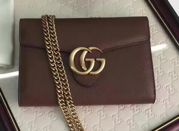 Gucci GG Marmont Leather mini Chain Bag 401232 Brown