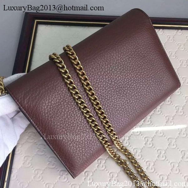 Gucci GG Marmont Leather mini Chain Bag 401232 Brown