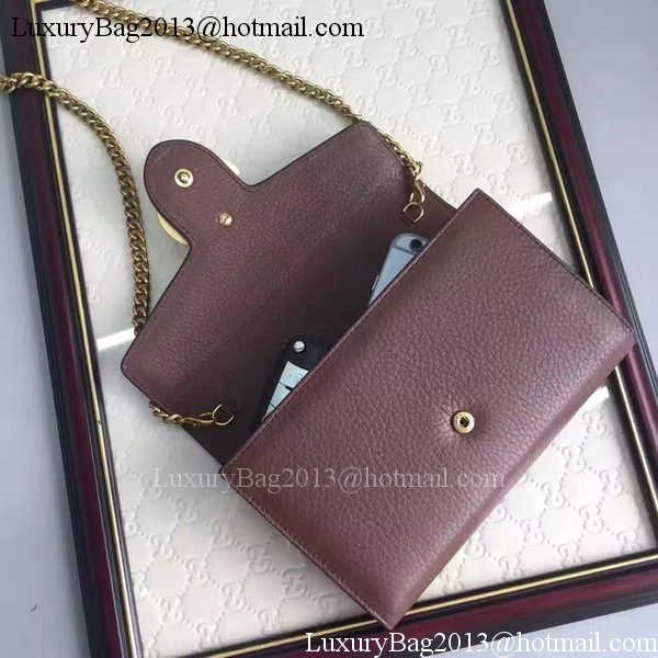 Gucci GG Marmont Leather mini Chain Bag 401232 Brown