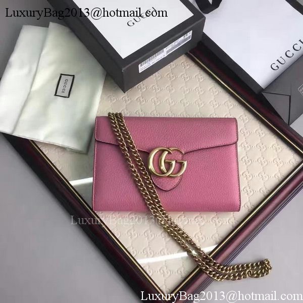 Gucci GG Marmont Leather mini Chain Bag 401232 Pink