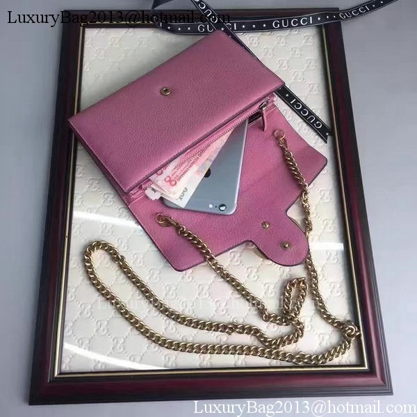 Gucci GG Marmont Leather mini Chain Bag 401232 Pink