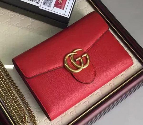 Gucci GG Marmont Leather mini Chain Bag 401232 Red