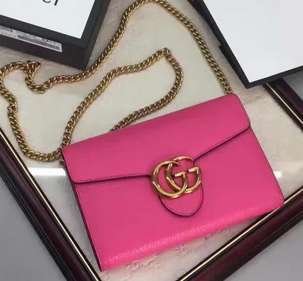 Gucci GG Marmont Leather mini Chain Bag 401232 Rose