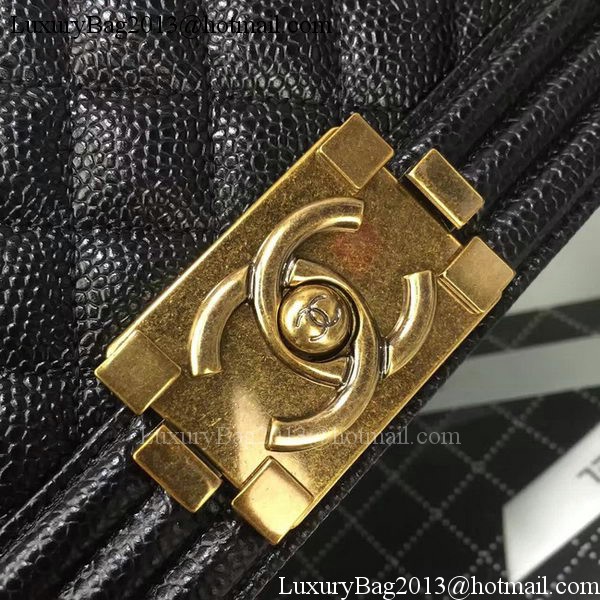 Boy Chanel Flap Bags Original Black Cannage Pattern A67088 Gold