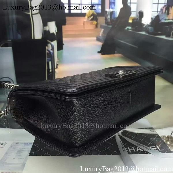 Boy Chanel Flap Bags Original Black Cannage Pattern A67088 Silver