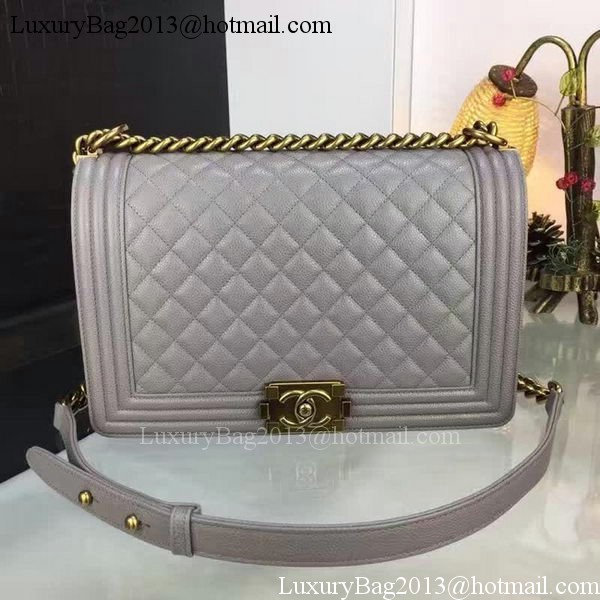 Boy Chanel Flap Bags Original Grey Cannage Pattern A67088 Gold