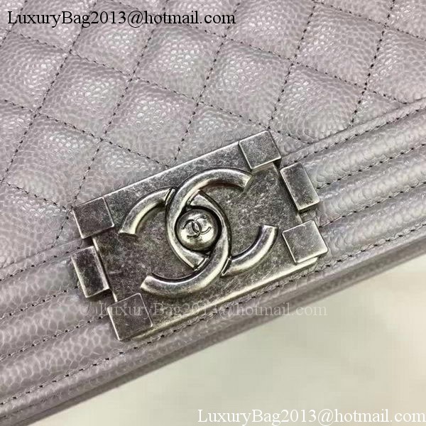 Boy Chanel Flap Bags Original Grey Cannage Pattern A67088 Silver