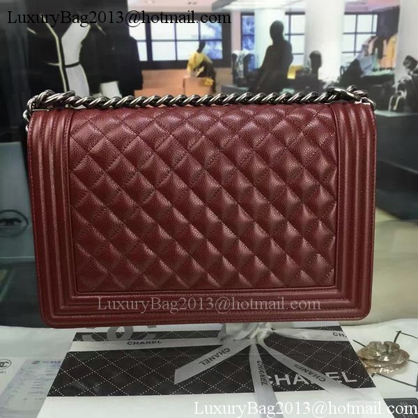 Boy Chanel Flap Bags Original Wine Cannage Pattern A67088 Silver