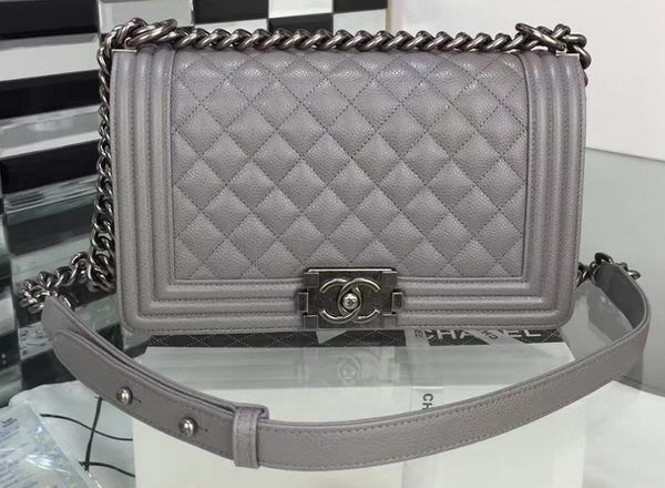 Boy Chanel Flap Shoulder Bag Cannage Pattern A67086 Grey