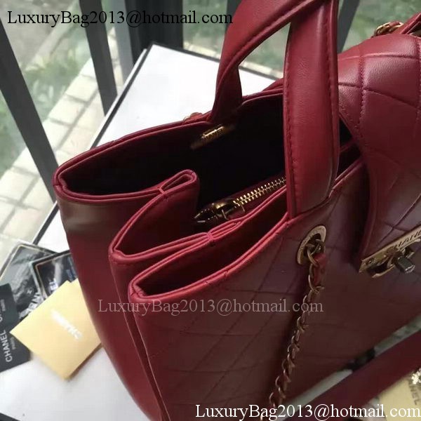 Chanel Tote Shopper Bag Sheepskin Leather A24603 Red