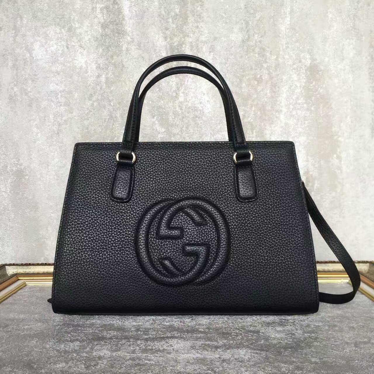 GUCCI Soho Leather Top Handle Bag 431572 Black