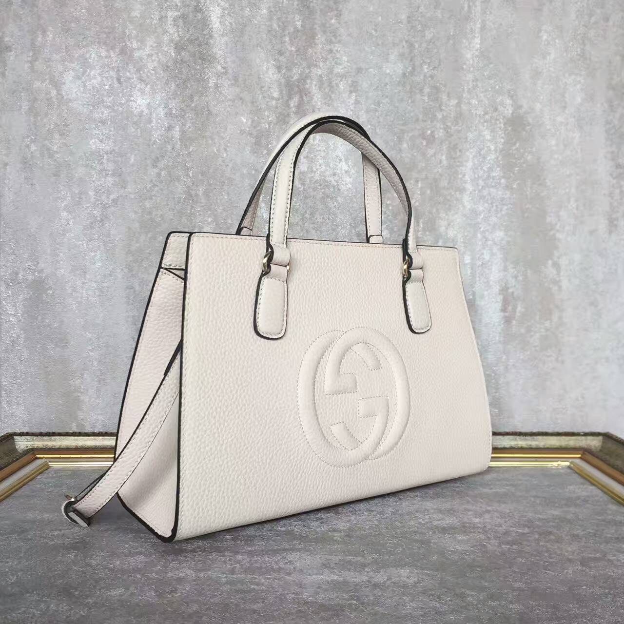 GUCCI Soho Leather Top Handle Bag 431572 Offwhite