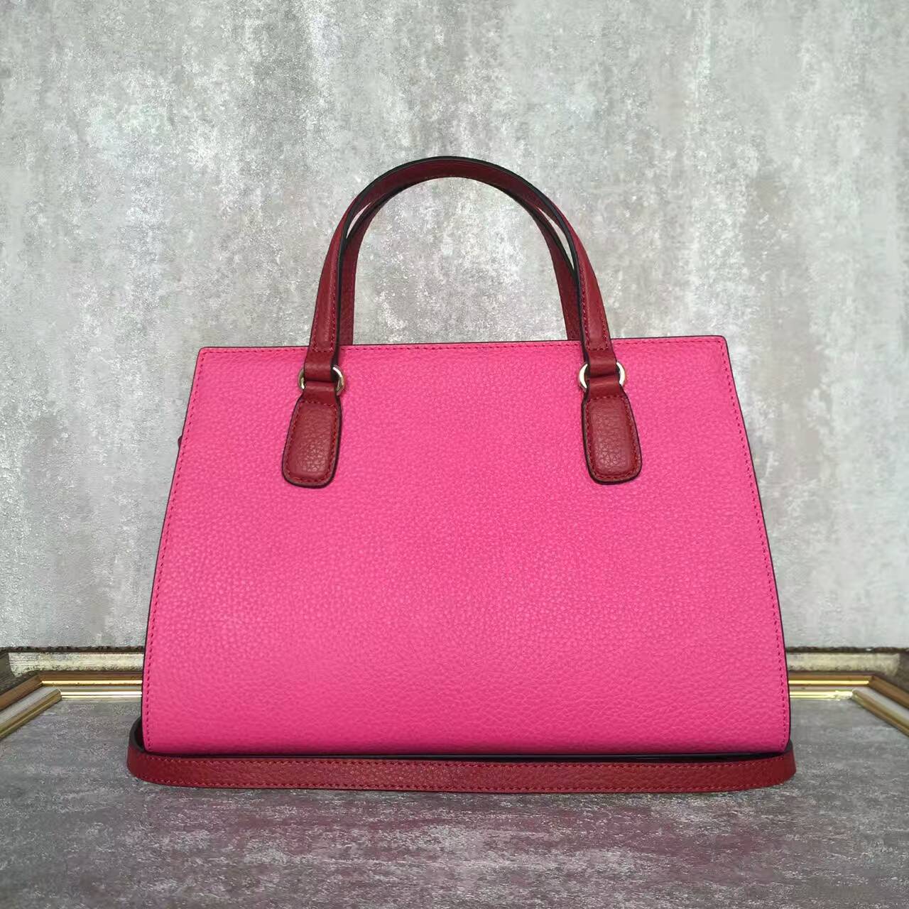 GUCCI Soho Leather Top Handle Bag 431572 Pink&Burgundy