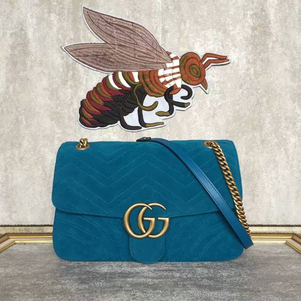 Gucci GG Suede Leather Shoulder Bag 443496 Blue