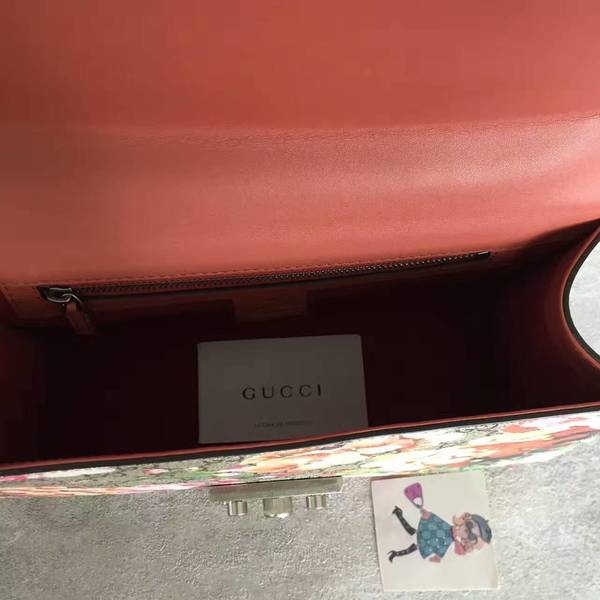 Gucci Padlock Blooms GG Shoulder Bag 409486 Brown