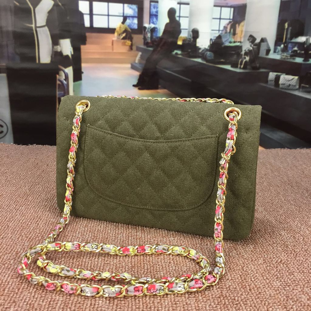 Chanel Suede Leather Shoulder Bag 17204 Green