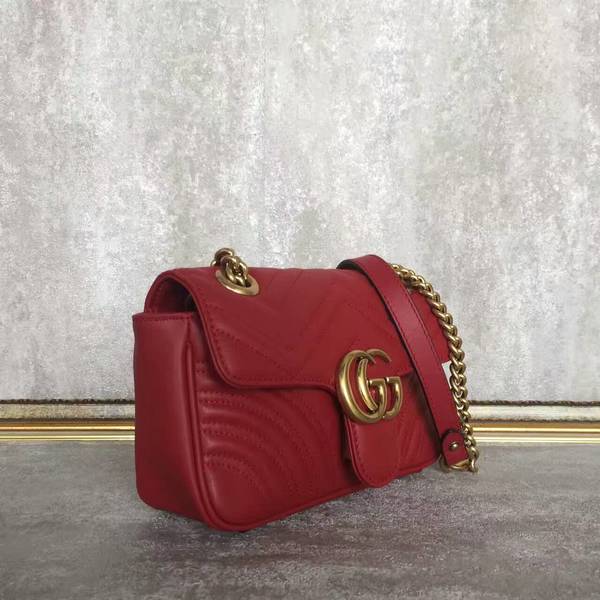 Gucci Now GG Marmont Mini Shoulder Bag 446744 Red